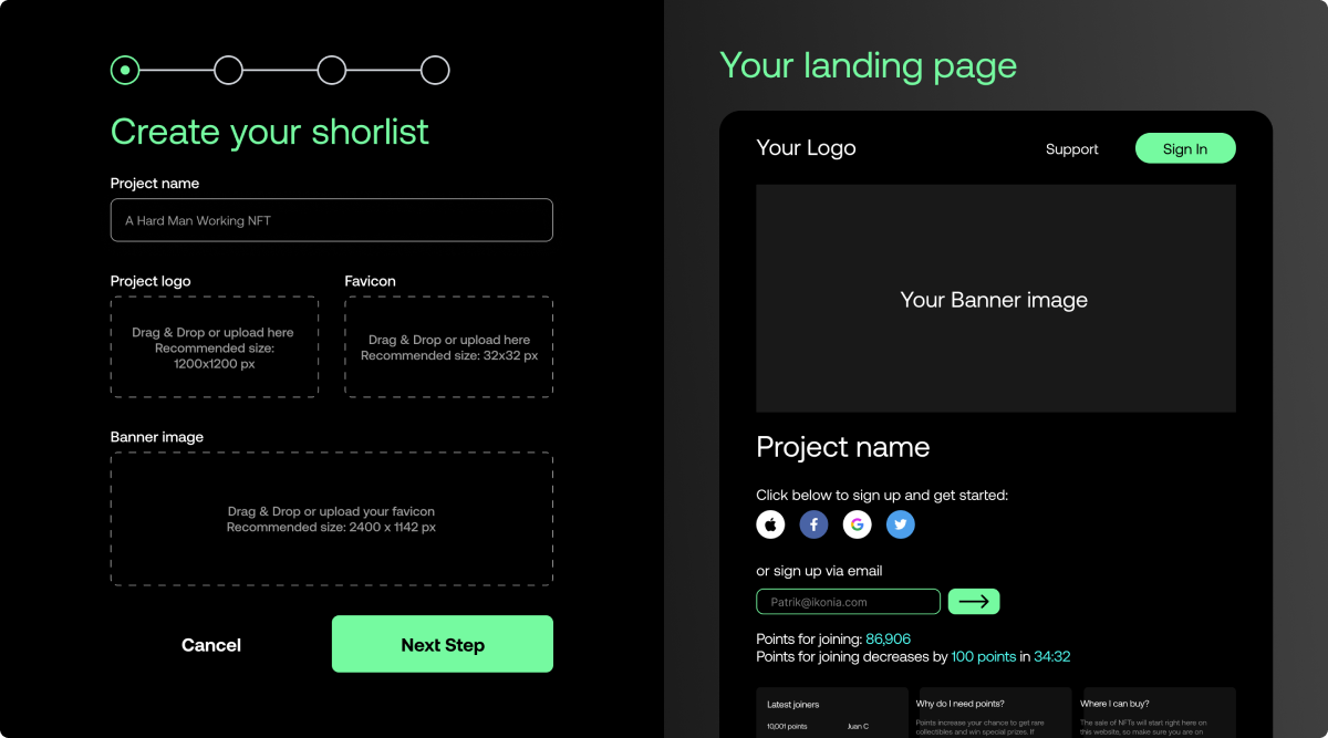 Create shortlist